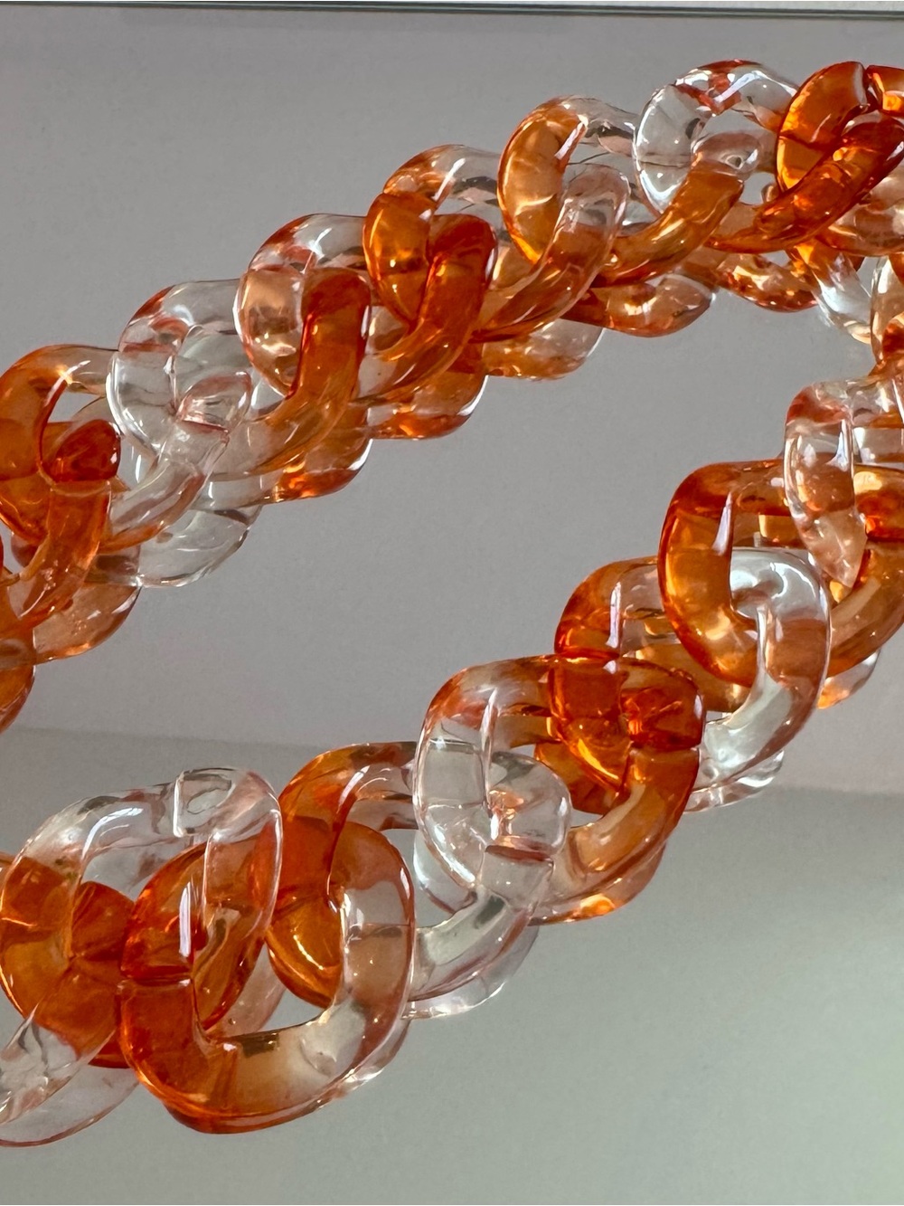 New Clear Acrylic Orange Swirl Bag Chain 18 inches